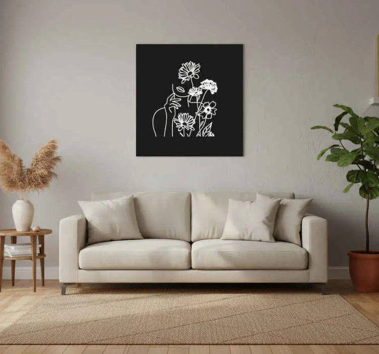 Poster vardagsrum minimalisk kvinnlig blommönster Beställ idag