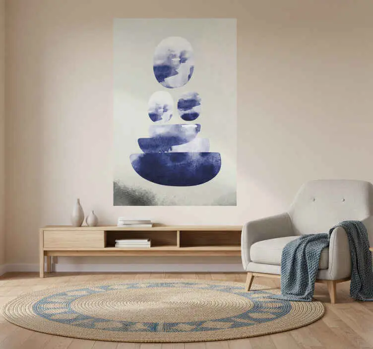 Poster vardagsrum blå form Extra rabatt