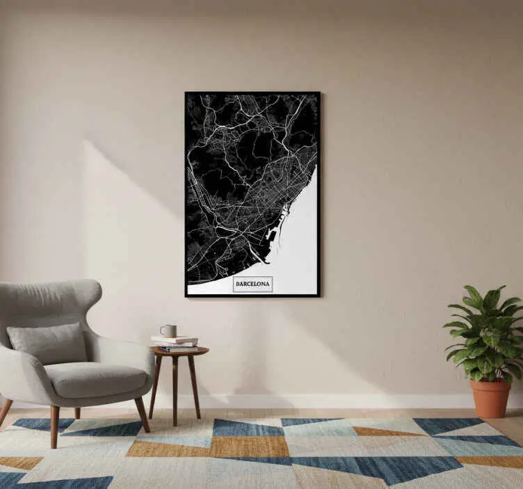 Bästa pris Poster vardagsrum topografisk karta barcelona