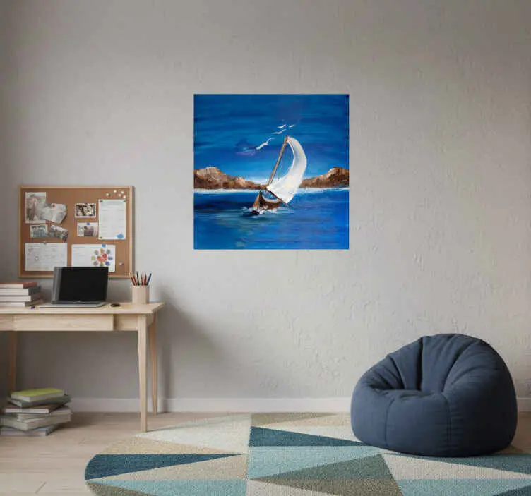 Lägg i varukorgen Poster vardagsrum segelbåtar på duk