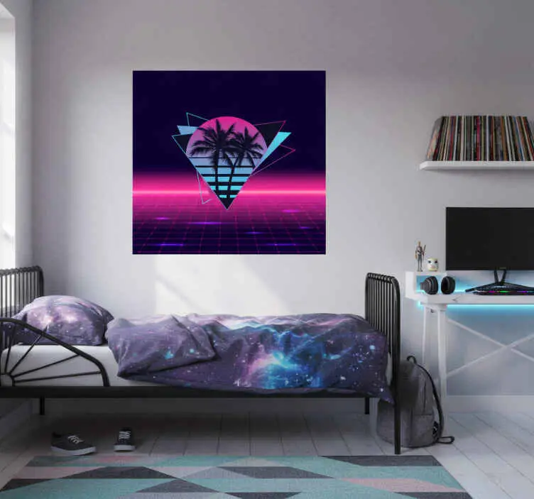 Poster vardagsrum vaporwave stil palmträd Erbjudandepris