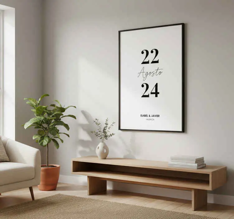 Handla nu Personliga posters minimalistisk bröllopsdatum