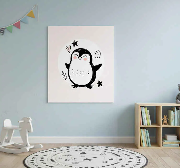 Poster barnrum söt ritad babypingvin doodle Billigare