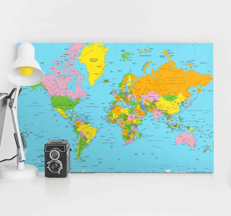 Färgad atlas världskarta konstcanvas tavla Outlet