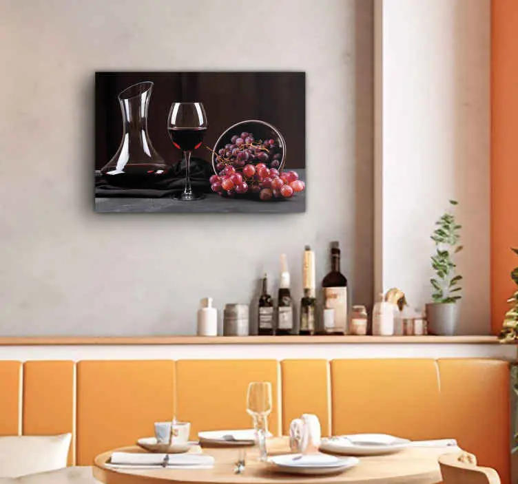 Vin och druvor restaurangcanvas tavla tryck Säker betalning
