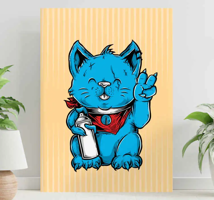 risnedsättning Lekfull blå katt Kanvas katter