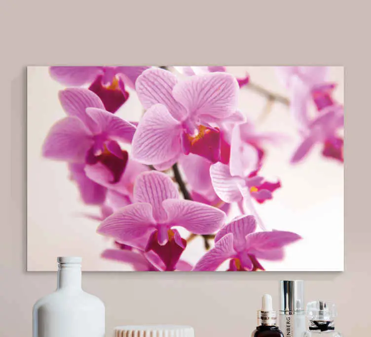 Lysande orkidéblomma blommigcanvas tavla risnedsättning
