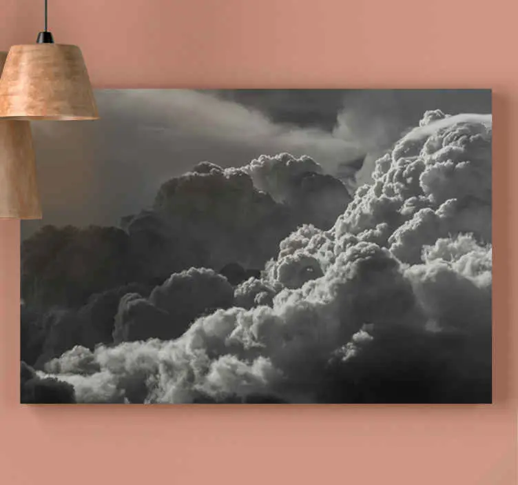 Svart och vit himmel med moln landskap vägg canvas Lågt pris