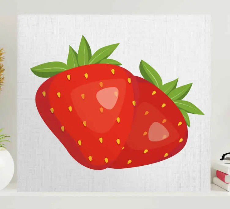 Jordgubbe mönster på ljus bakgrund fruktcanvas tavla konst Handla nu