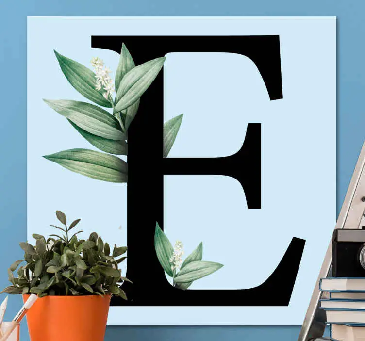 Fynd Kanvas abc och bokstäver e med blad