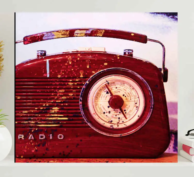 Röd vintage radio vintage väggtryck Endast denna vecka