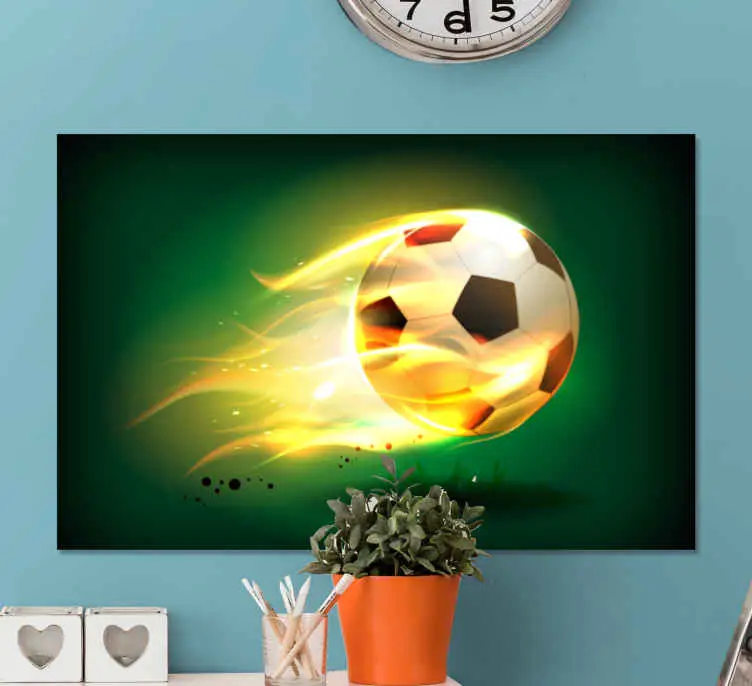 Cool fotboll på eld hemcanvas tavla tryck Beställ nu