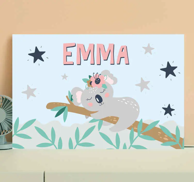 Söt koala för tjej med namn anpassningsbara kanfavtryck Premium