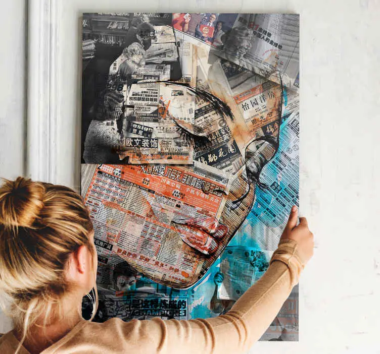 Kvinna ansikte på tidningar canvas konst Handla nu