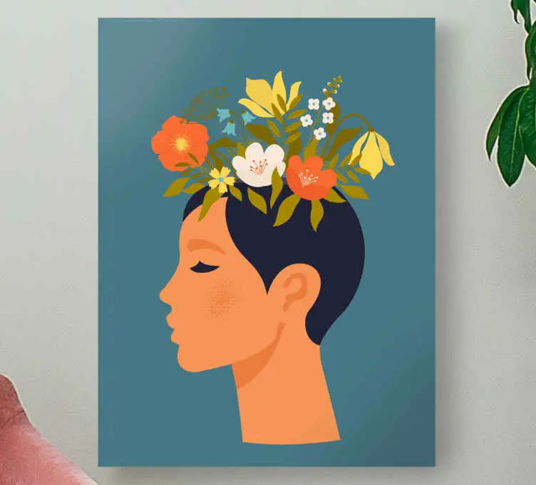 Populär Kvinna med blommakrona blommigcanvas tavla