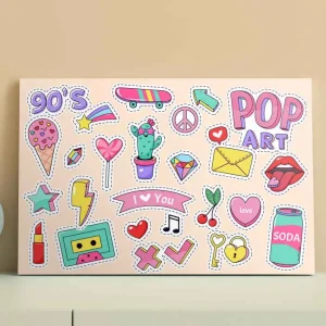 90-tals vintage lappar doodle tonåringcanvas tavla tryck Reapris