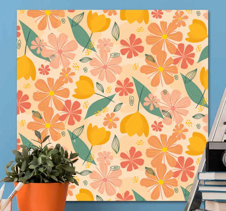 Kanvas blommor och växter botaniskt inspirerad komposition Kampanjpris