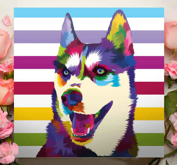 Rabatt Kavas hundar färgglad huskyporträtt
