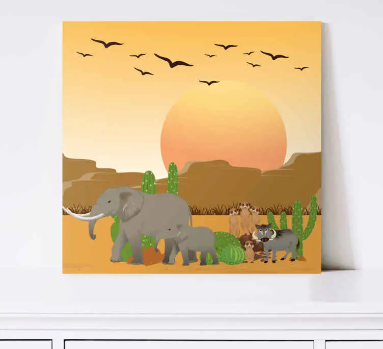 Fri frakt Kanvas elefant Öken safari scen