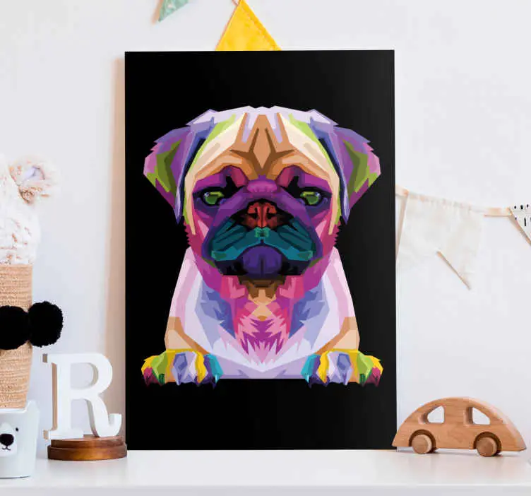 Lägg i varukorgen Geometriska-djur söta hund canvas bilder