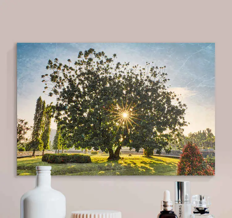 Säker betalning Solig sommar grön park landskap väggcanvas tavla
