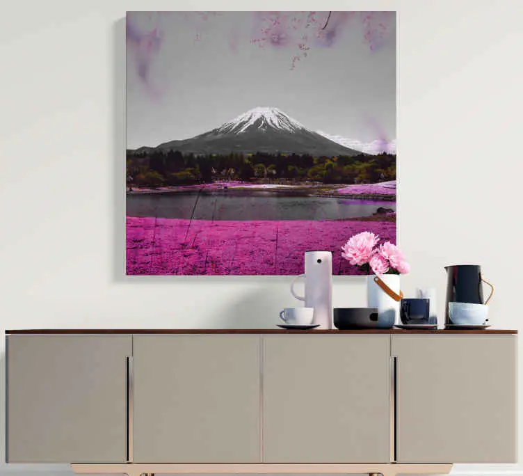 Rosa blommor fält i japan blommigcanvas tavla Fynd