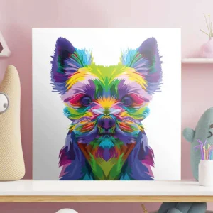 Yorkshire färgglada mönster hund canvas bilder Kundfavorit