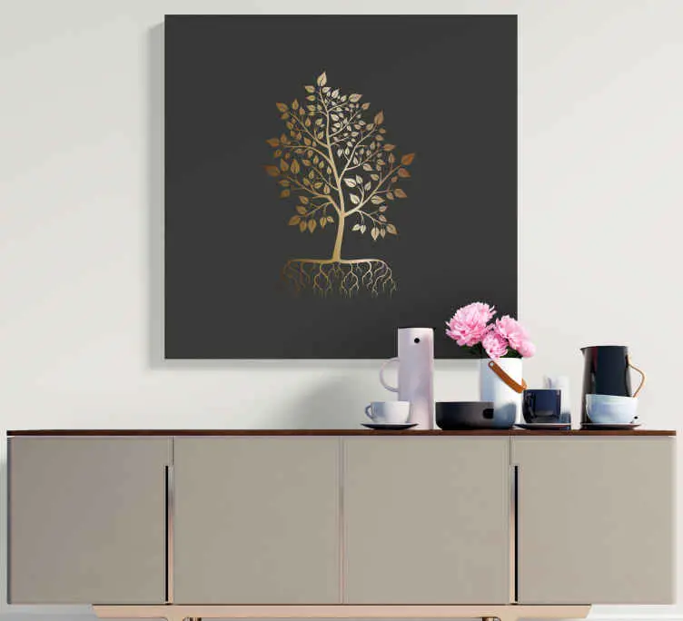 Guld med rötter träd canvas tryck Beställ nu