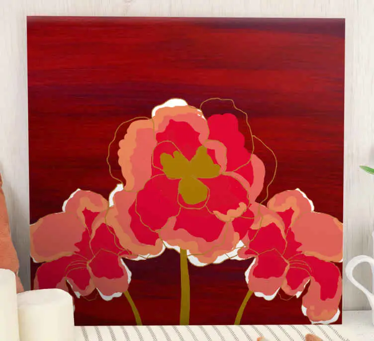 Kanvas blommor och växter vibrant blomstertrio Fynd