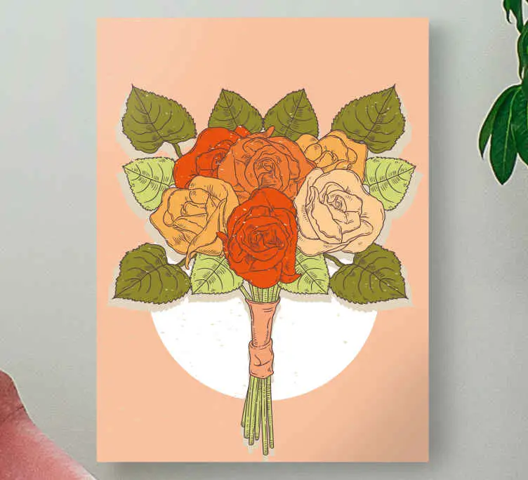 risnedsättning Kanvas blommor och växter rosbukett