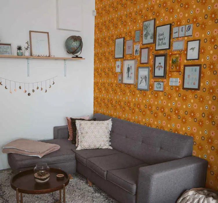 60-tals flower power retro tapet Lågt pris