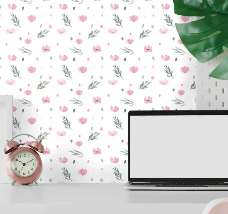 Kundfavorit Rosa minimalistiska små blommor barn tapet