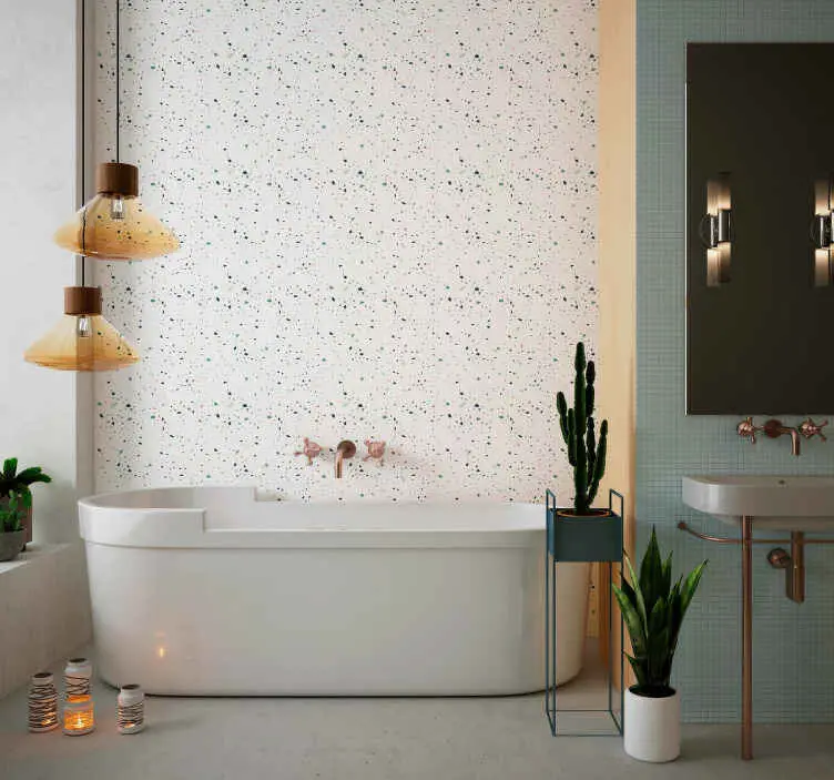 Vit terrazo sten effekt tapet Rea