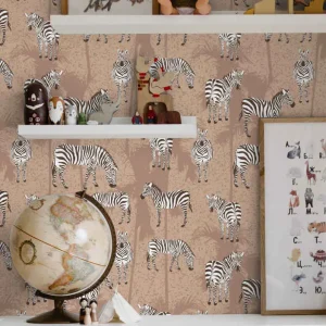 Zebra och palmer brun cool djur tapet Begränsad tid