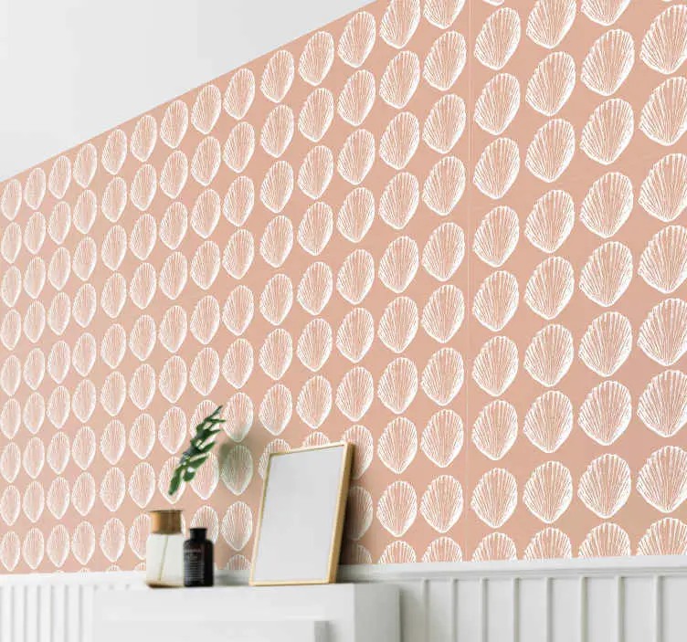 Retro snäckskal mönster beige snäckskal tapet Erbjudandepris