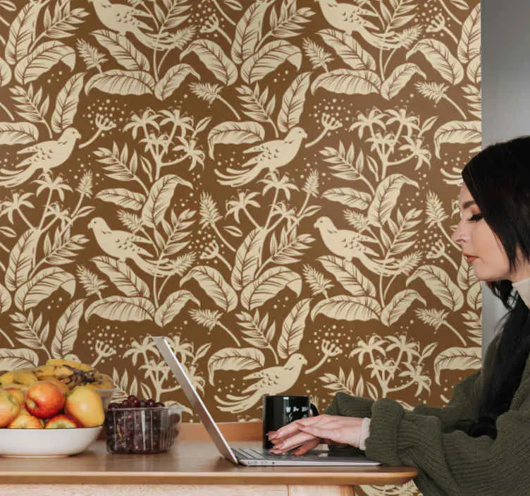 Premium Fåglar botaniska mönster Dyr tapet