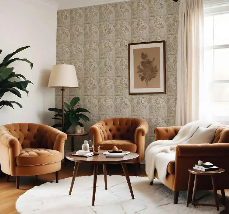 Endast idag Beige kakel Barock tapet
