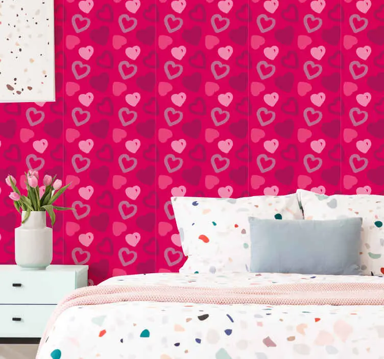 Sänkt pris Fucsia hjärtan rosa tapet