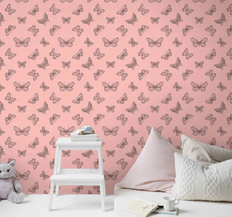 Fjärilsmönster Rosa tapet Säker betalning