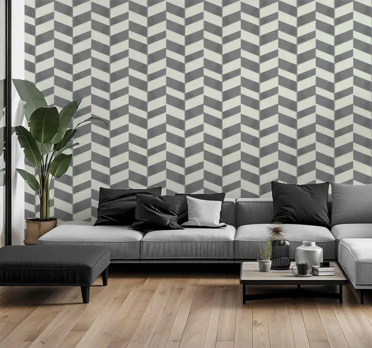 Grå chevron geometriska tapeter Beställ idag