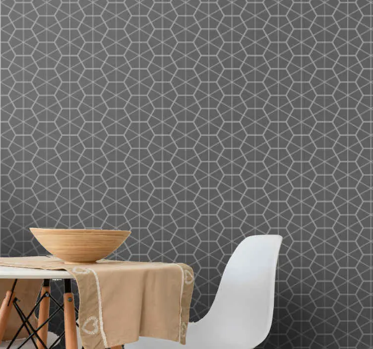 Grå hexagonal design tapet geometriska former Erbjudandepris