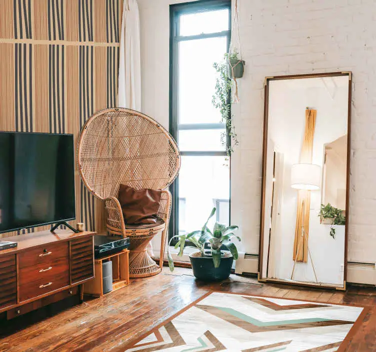 Kundfavorit Boho randig design fondtapet vardagsrum