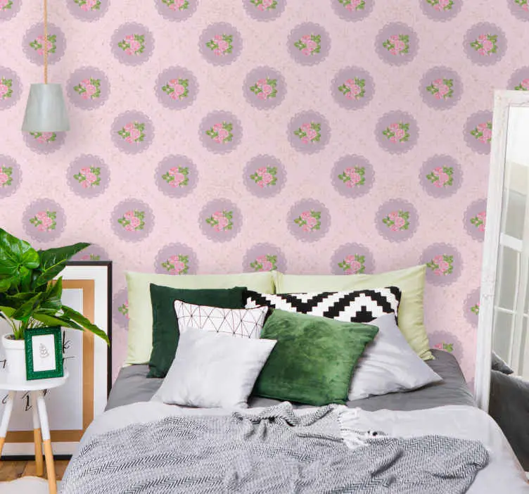 "shabby chic" rosa fyrkantigt mönster sovrumstapet Snabb frakt
