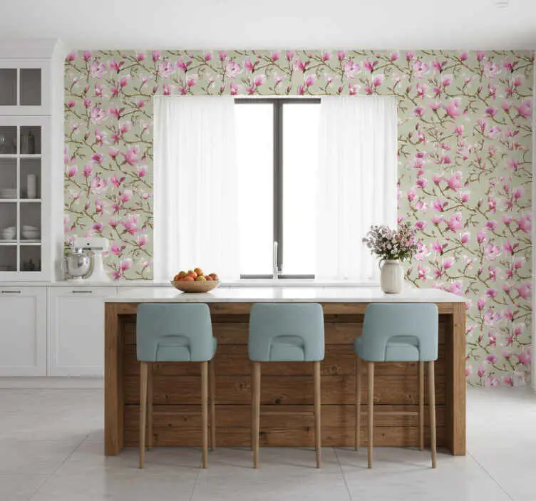 Kundfavorit Tapet kök pink magnoliablomma