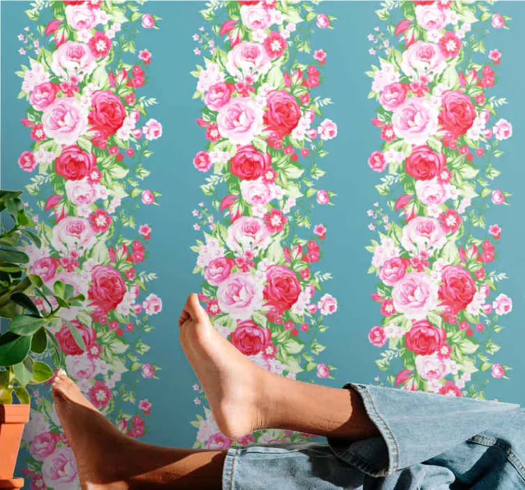 Kampanj Blommiga blossom vertikala linjer Tapet blommor