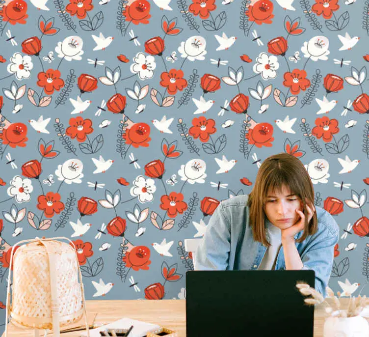 Blommönster detalj Tapet blommor Billig