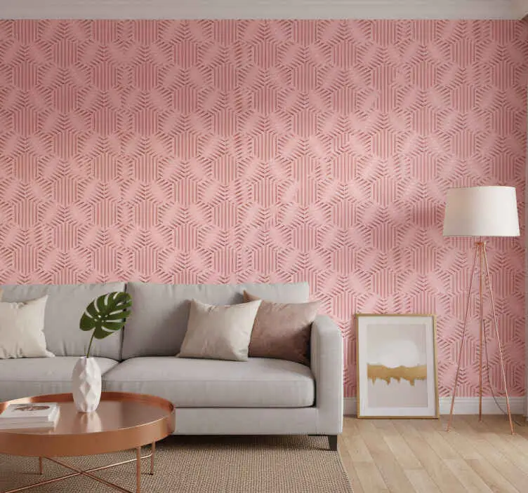 Geometrisk arrangemang fondtapet vardagsrum Rea