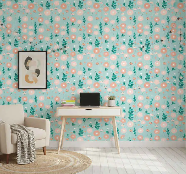Ungdom tapeter i persikofärgade blommor Nedsatt pris