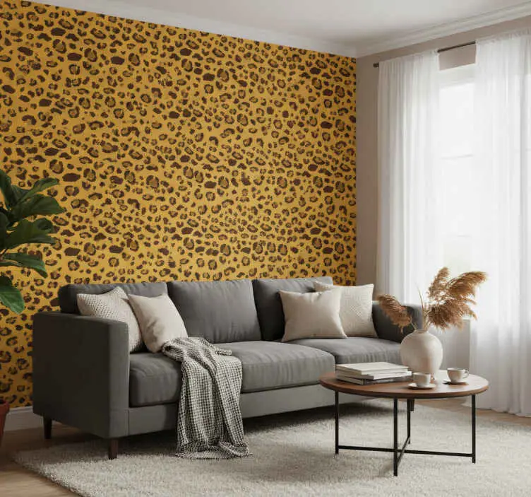 Sänkt pris Fondtapet vardagsrum leopardmönster