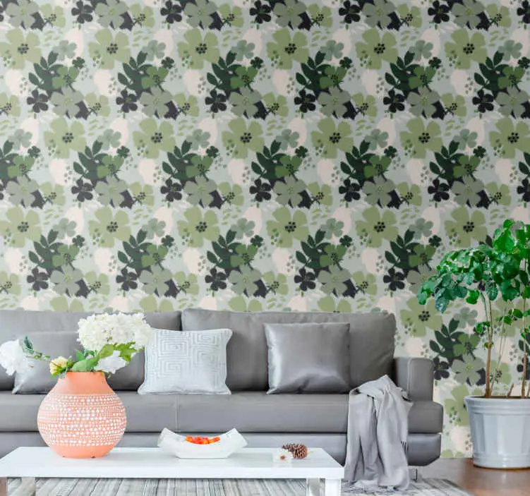 Frodigt grönt motiv Tapet blommor Fynd